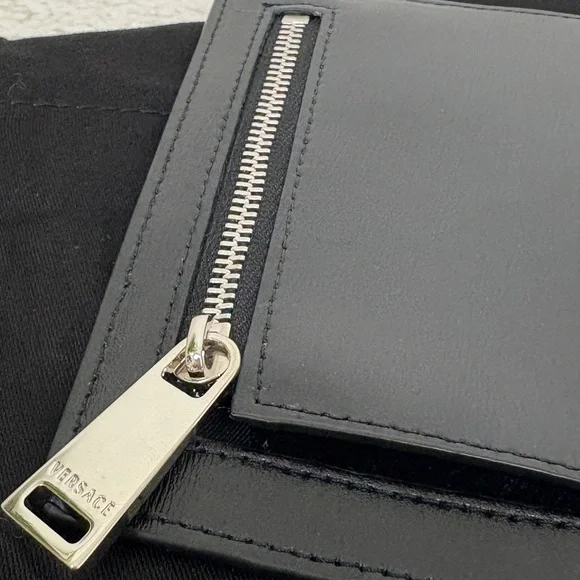 Versace Cargo Cardholder Black Pouch with Silver Zipper - Picture 3 of 5
